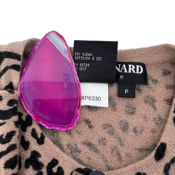 Nina Leonard Cheeta Print Cardigan Sweater Size S Lambswool Blend Lightweight - Picture 9 of 15